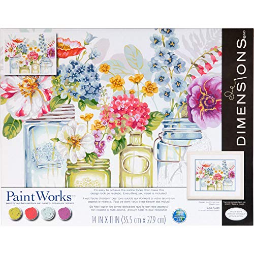 Dimensions , Rainbow Flowers, PaintWorks Paint by Numbers Kit for Adults and Kids, 14'' x 11' - WoodArtSupply