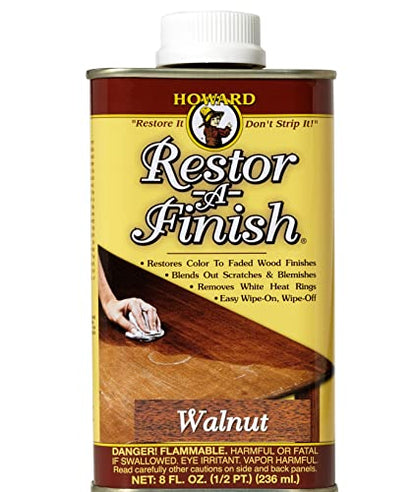 HOWARD RF8 Products Restor-A-Finish, 8 oz, Walnut, 8 Fluid Ounces - WoodArtSupply