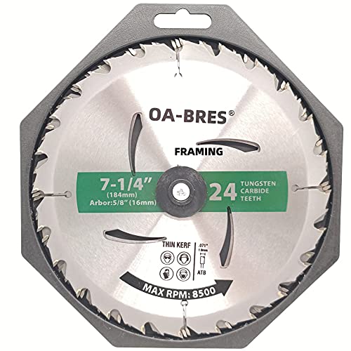3Pack Combo 7-1/4 Inch Circular Saw Blades with 5/8" Arbor, TCT ATB 24T Framing, 40T Crosscutting, 60T Finish Saw Blade for Various Wood Cutting OA-BRES