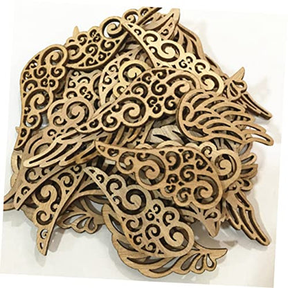 Christmas Wood Angel Wings 80pcs Mini Chips Gift Stuff Wooden Angel Wings Cutouts Angel Crafts Unfinished Round Blank Wood Bamboo CD Paper Cut - WoodArtSupply