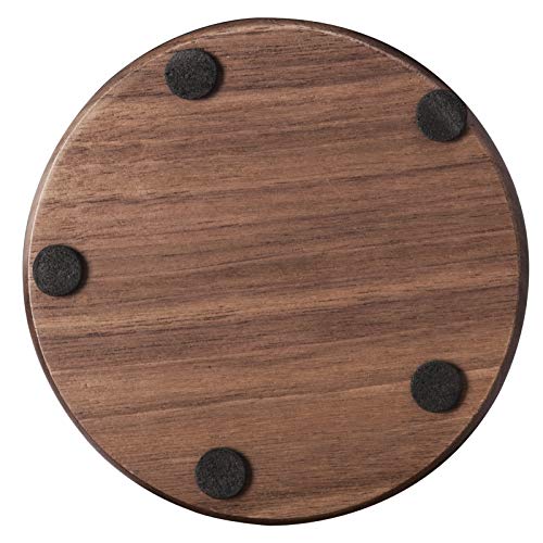 Wood Drink Coasters with Metal Holder, GOH DODD 4 Inch 6 Pieces Wooden Coasters Cup Coaster Set for Bar Kitchen Home Apartment, Walnut Wood GOH DODD
