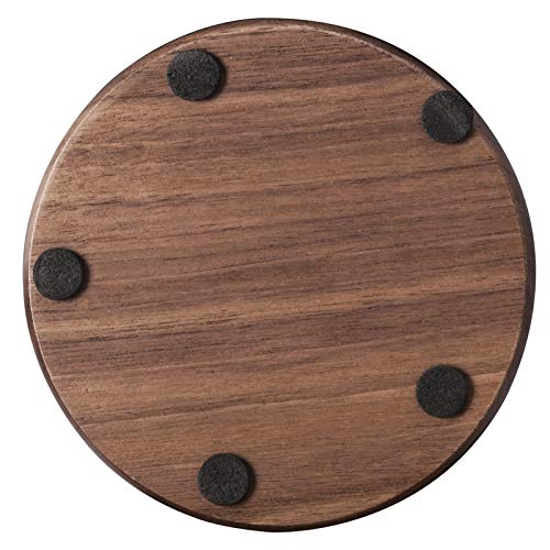 Wood Drink Coasters with Metal Holder, GOH DODD 4 Inch 6 Pieces Wooden Coasters Cup Coaster Set for Bar Kitchen Home Apartment, Walnut Wood