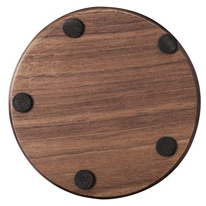 Wood Drink Coasters with Metal Holder, GOH DODD 4 Inch 6 Pieces Wooden Coasters Cup Coaster Set for Bar Kitchen Home Apartment, Walnut Wood - WoodArtSupply