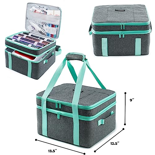 Double-Layer Carrying Case for Cricut EasyPress 2(12x10), HTVRONT Heat Press Machine, Sturdy Heat Press Bag, Cricut Storage Case with Pockets for - WoodArtSupply