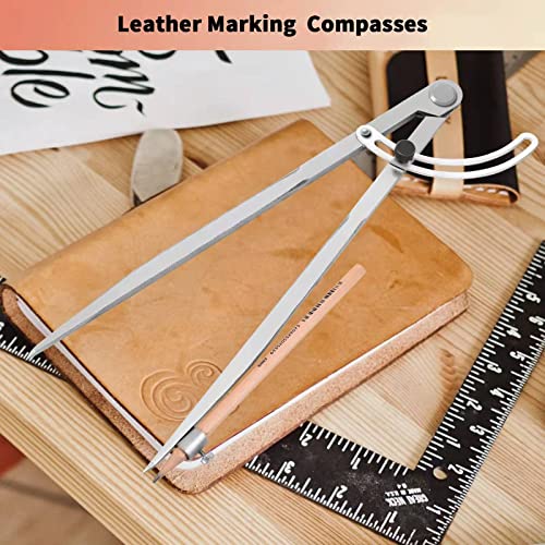 Pencil Compass 12 inch, Precision Woodworking Compass with Wing Divider and Pencil Holder, Metal Compass Ideal for Geometry Drafting and Technical SZHRXC