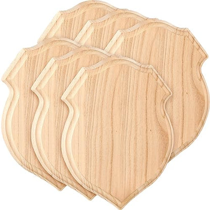 Kigley 6 Pcs Unfinished Wood Plaque Wooden Shield Plaque Wood Sign for Crafts Carving Crafting, Wood Planks Wood Boards for Burning Projects Wood