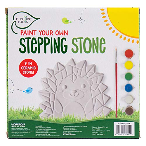 Creative Roots Mosaic Hedgehog Stepping Stone, Includes 7-Inch Ceramic Stone & 6 Vibrant Paints, DIY Garden Stepping Stone Kit for Kids Ages 6+ Creative Roots