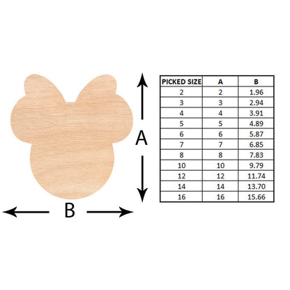 TA Creative Education Unfinished Laser Wood Cutout for Crafts - Minnie Mouse Laser Cut Unfinished Wood Shapes Craft Supply DIY - D120 Various Size,