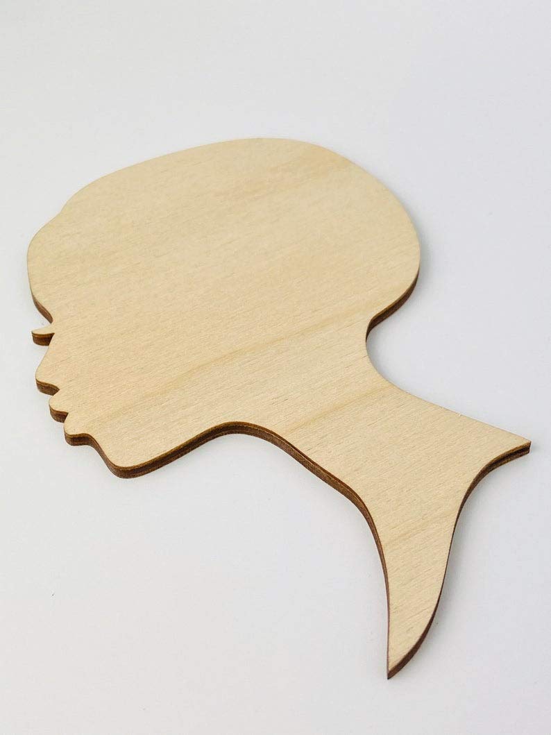 Texan Wood Crafts Small to Large Select your Size African Woman Women Face with Lashes Silhouette Head Unfinished Wood Laser Cut Cutout Shape DIY Texan Wood Crafts