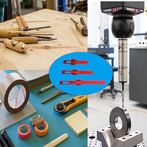 CNCZJM Precision Pocket Ruler, Exquisite Woodworking Ruler, Aluminum Alloy Ruler 3Pcs,7/9/13Inch,Woodworking Tools,Metal Rulers with Slide CNCZJM