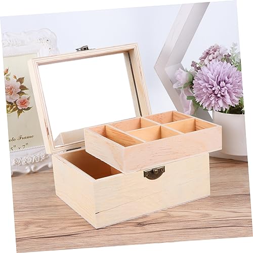 NOLITOY 1pc Box Storage Box manual earring box necklace box unfinished wood treasure chest makeup box wooden crafts jewelry box wooden treasure chest NOLITOY