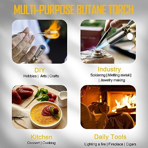 ravs Butane Torch, Pure Copper Kitchen Torch with Adjustable Flame, Mini Torch Lighters Butane Refillable, Culinary Torch for BBQ, Baking. Culinary ravs