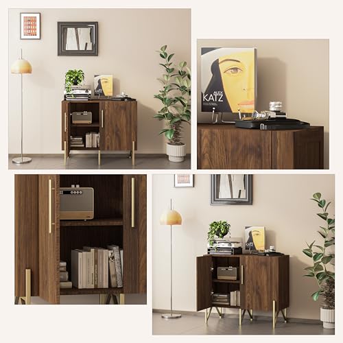 roomfitters 39” Sideboard Buffet Cabinet with Storage, Accent Cabinet with 2 Doors, Modern Mid-Century Credenza, Dark Walnut Furniture for Kitchen, - WoodArtSupply