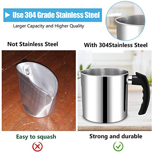 Candle Making Pouring Pot, DINGPAI 44oz Double Boiler Wax Melting Pot, 1pc Spoon, 304 Stainless Steel Candle Making Pitcher, Silver Color with