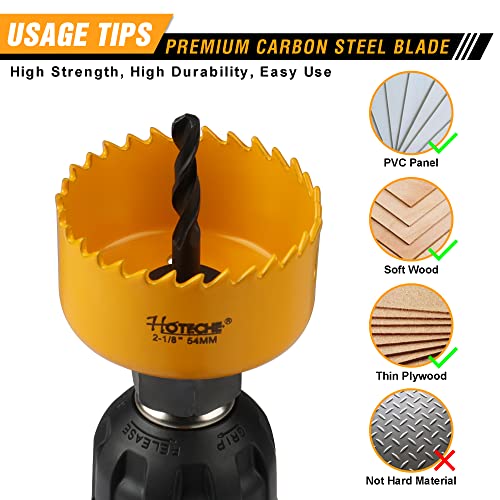 Hoteche 6-Piece Hole Saw Set - Versatile Hole Cutter Kit for Wood, Plastic, and Fiberboard - Clean, Accurate Cuts with Arbor Hole Drill - Compatible Hoteche