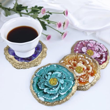 4 pcs Resin Coaster Molds, Silicone Coaster Molds for Epoxy Resin，Irregular Edge Coaster Molds for Resin Casting DIY Custom Coasters Resin Crafts SIMEIQI