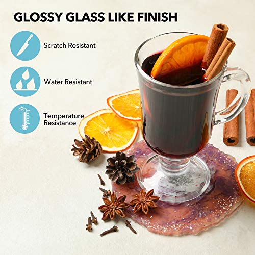 JANCHUN Epoxy Resin Kit Gift Box, Coating and Casting Coaster Molds for Resin Casting with Gold Flakes Color Pigments, Art Resin Premium Clear for JANCHUN