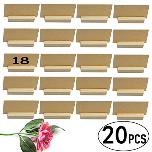 20pcs Natural Wood Memo Clips Photo Holder Business Card Stand Message Unfinished Wood Box with Lock Youngy