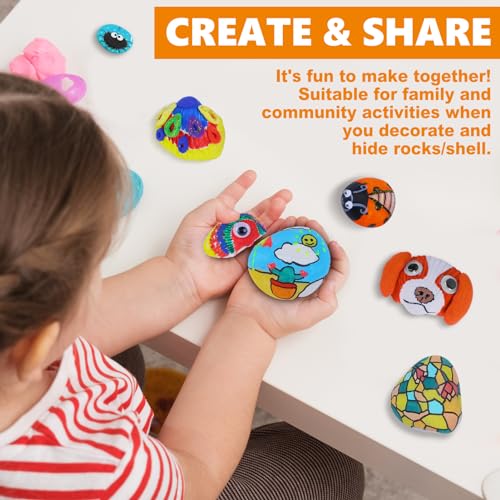 2 Pack Separate Kids Rock & Sea Shell Painting Kit, Arts & Crafts Gifts for Girls and Boys Kids Activities Kits, Creative Art Decorations Paint Kit Gotega