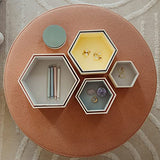Woodpeckers Wooden Hexagon Floating Shelves with Backs, Set of 7, Unfinished for Crafts and DIY Wall Décor: Modern, Geometric, Rustic, or Honeycomb Woodpeckers