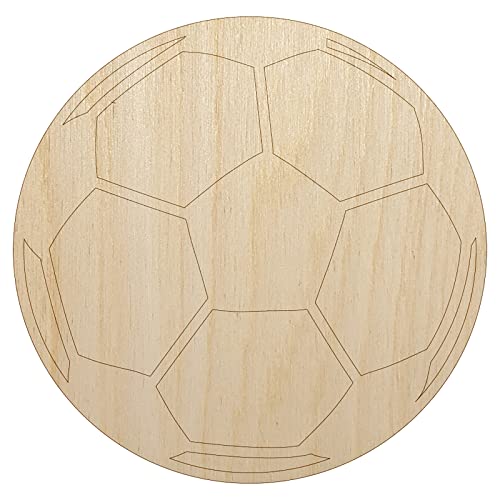 Soccer Ball Unfinished Wood Shape Piece Cutout for DIY Craft Projects - 1/8 Inch Thick - 6.25 Inch Size