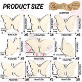 Whaline 54 Pieces Unfinished Wooden Butterfly Cutouts with Holes and Hemp Rope DIY Blank Butterfly Shape Hanging Ornaments Embellishments Wooden Whaline