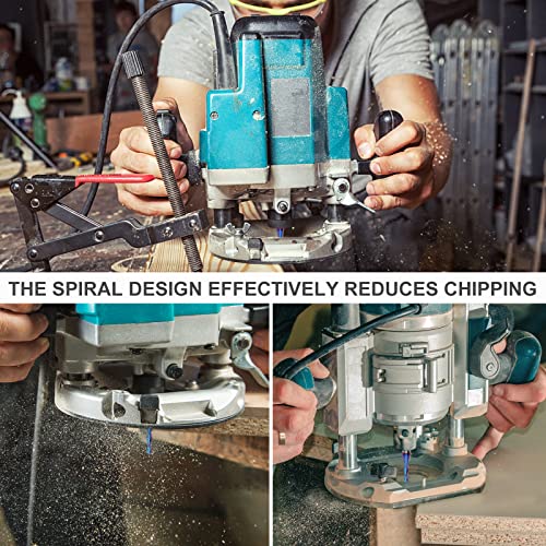 EANOSIC Carbide Ball Nose CNC Bit 1/4 Inch Shank, 1/8" Cutting Diameter End Mill Bits Spiral Router Bits Wood Milling Tool with Nano Blue Coating for EANOSIC