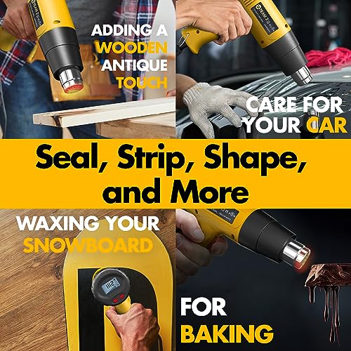 Team Z 1800W Heat Gun Kit 212°F to 1112°F(Only °F)- Fast Heating Heavy Duty Hot Air Gun, LCD Display, Overload Protection with 4 Nozzles for Shrink TEAM Z