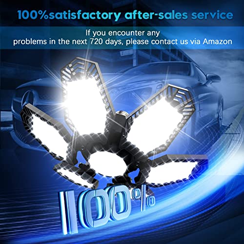 TANBABY 2 Pack LED Garage Lights, 30000LM Deformable Best Garage Light Ceiling LED Shop Lights, 150W E26/E27 LED Light Garage Lighting with 6+1 TANBABY