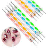 Gembityful Nail Dotting Tools 10 Pcs Kit 5 pcs Double-end Nail Dotting tools and 5 Pcs Nail Liner Brushes GEMBITYFUL