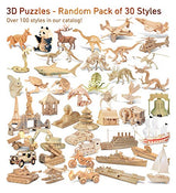 Puzzled 3D Wooden Puzzles Pack of 30 - Wood Craft Construction Model Kits for Kids & Adults of Assorted Random 30 Kits, Educational DIY Toy, Puzzled