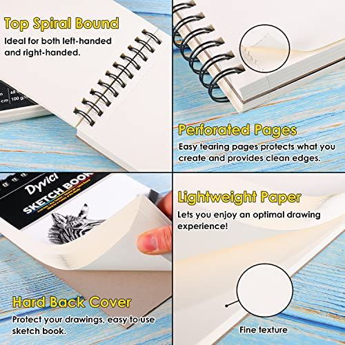 Dyvicl Sketch Pad 5.5"x8.5" Sketch Book, 100 Sheets (68 lb/100gsm), Spiral Sketchbook Acid Free Drawing Paper for Kids Adults Beginners Artists Dyvicl