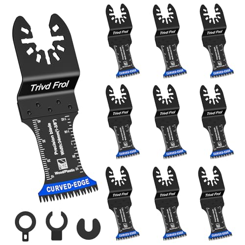 Trivd Frol 10PCS Japanese Tooth Oscillating Saw Blades, Curved Edge Oscillating Multitool Blades Clean Cut for Wood, Plastic, Oscillating Tool Blades Trivd Frol