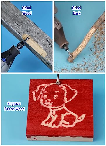 Mars-Rock Carbide Burr Set Compatible with Dremel Milwaukee 1/8" Shank 10PCS w/Wood Base Die Grinder Rotary Tool Rasp Bits Accessories Attachments Mars-Rock