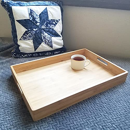 Lipper International 8865 Solid Bamboo Wood Serving Tray, 19.75" x 13.75" x 2.25" Lipper International