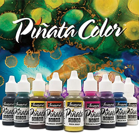 Jacquard Alcohol Ink Set - Pinata Color Exciter Pack - Highly Saturated - Acid-Free - 9 Assorted Colors Half Ounce Jacquard