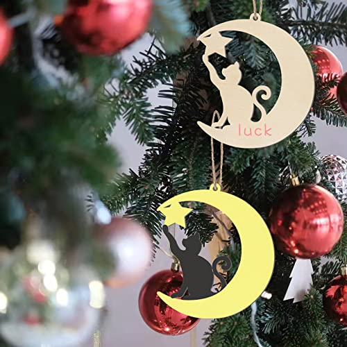 Cat Wood Star Wood Moon Shape Wooden Blank Wood with Twines Art Unfinished Ornaments for Wedding Birthday Party Christmas Decoration 20Pcs Zontween