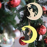 Cat Wood Star Wood Moon Shape Wooden Blank Wood with Twines Art Unfinished Ornaments for Wedding Birthday Party Christmas Decoration 20Pcs Zontween