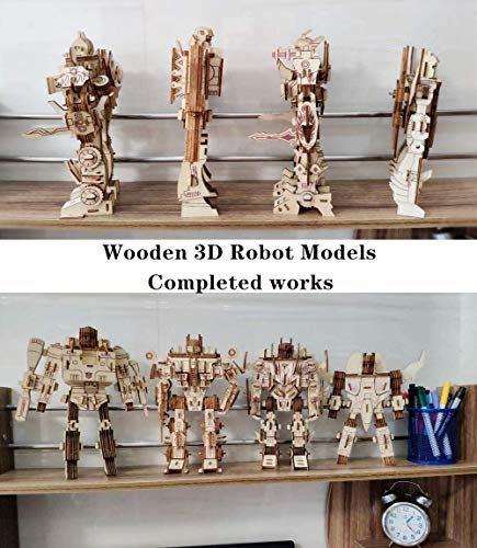 Chiyuehe Robot Puzzles 3D Wooden Building Blocks Model Self-Assembly Craft Kit DIY Brain Teaser Toys Best Gifts for Women & Men(Robot) - WoodArtSupply