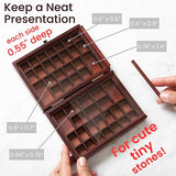 SmartyRocks Small, Portable Rock Display Case – Hand-Sized, 48-Slotted Small Shadow Box for Gemstones or Beads – Bamboo-Wood Rock Collection Display SmartyRocks