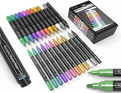 Acrylic Paint Markers Paint Pens Special Colors Set Extra Fine And Medium Tip Combo For Rock Painting, Canvas, Fabric, Glass, Mugs, Wood, Ceramics, TOOLI-ART