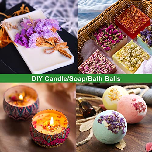 16 Bags Dried Flowers Herbs Kit for-Candle Soap Making,Perfect for Tea, Baking,Sachets & Fresh Fragrance,Lemon,Lavender,Pink RoseJasmine,Rose Oameusa