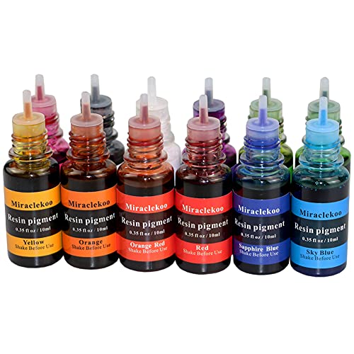 12 Colors Epoxy Resin Color Dye Colorant Liquid Epoxy Resin Pigment,10ml Each,Translucent Miraclekoo