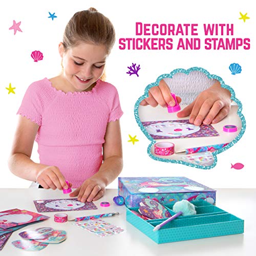 GirlZone Mermaid Stationary Gift Set for Girls, 45 piece Letter Writing Kit with Envelopes, Paper, Cards and More, Great Mermaid Gifts for Girls 9-12 - WoodArtSupply