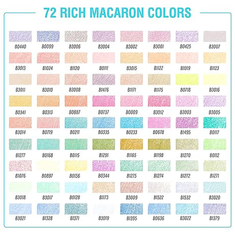 LBW 72 Macaron Pastel Colored Pencils Set Soft Core Macaron Colors for Adults Coloring Books Kids Beginners Blending Shading Sketching LBW