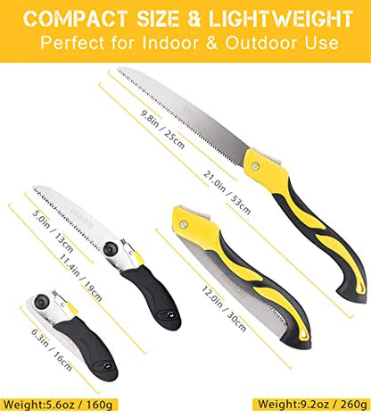 DOWELL Folding Hand Saw Garden Pruning Saw Set 12-inch and 6-inch for Trimming Camping with SK5 Blade