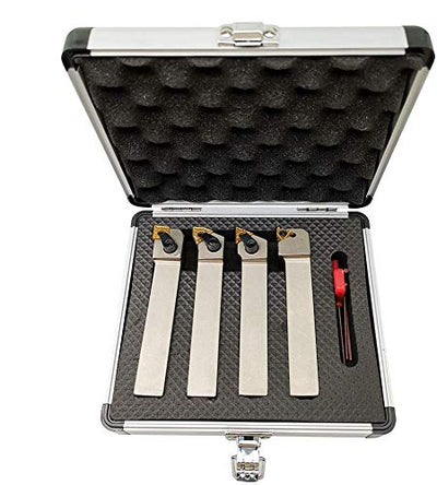 ASZLBYM 3/4'' inch CNC Lathe Indexable Turning Tool Holder with Nickel Plated,CNC Heavy-Duty Metal Lathe Bit Set with Tin Coated Carbide Turning