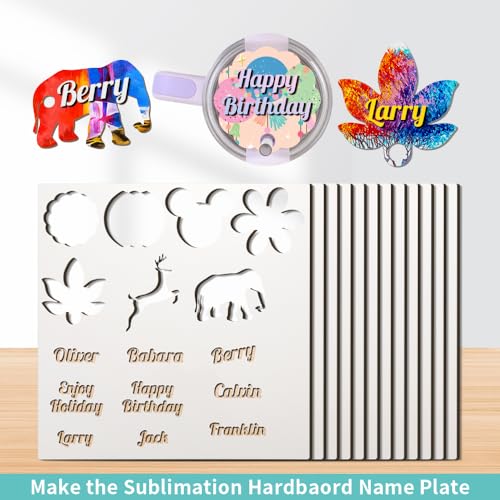 PYD Life 12 Pack Sublimation Hardboard Blanks Sheets Bulk White 12" x 12",1/8" Thick(3 mm) Custom Name Plate for Stanley 40 OZ Tumbler,Hardboard PYD Life