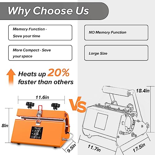 Tumbler Heat Press, HITPREX Mug Press for 11 OZ to 30 OZ Sublimation Blanks Tumbler, 110 V Portable Tumbler Press with LCD Precise Temperature - WoodArtSupply