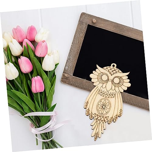 SEWACC 75 Pcs owl Wood Chips Wooden Craft Shapes Unfinished Wood Shapes DIY Handmade Wood Chips Wooden Animal Christmas Ornaments Torch Necklace for SEWACC